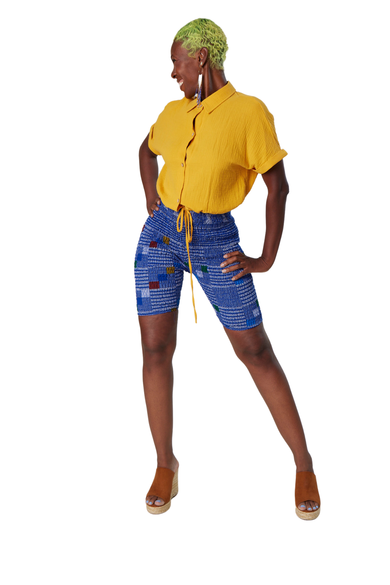 Elastic African Print Biker Shorts