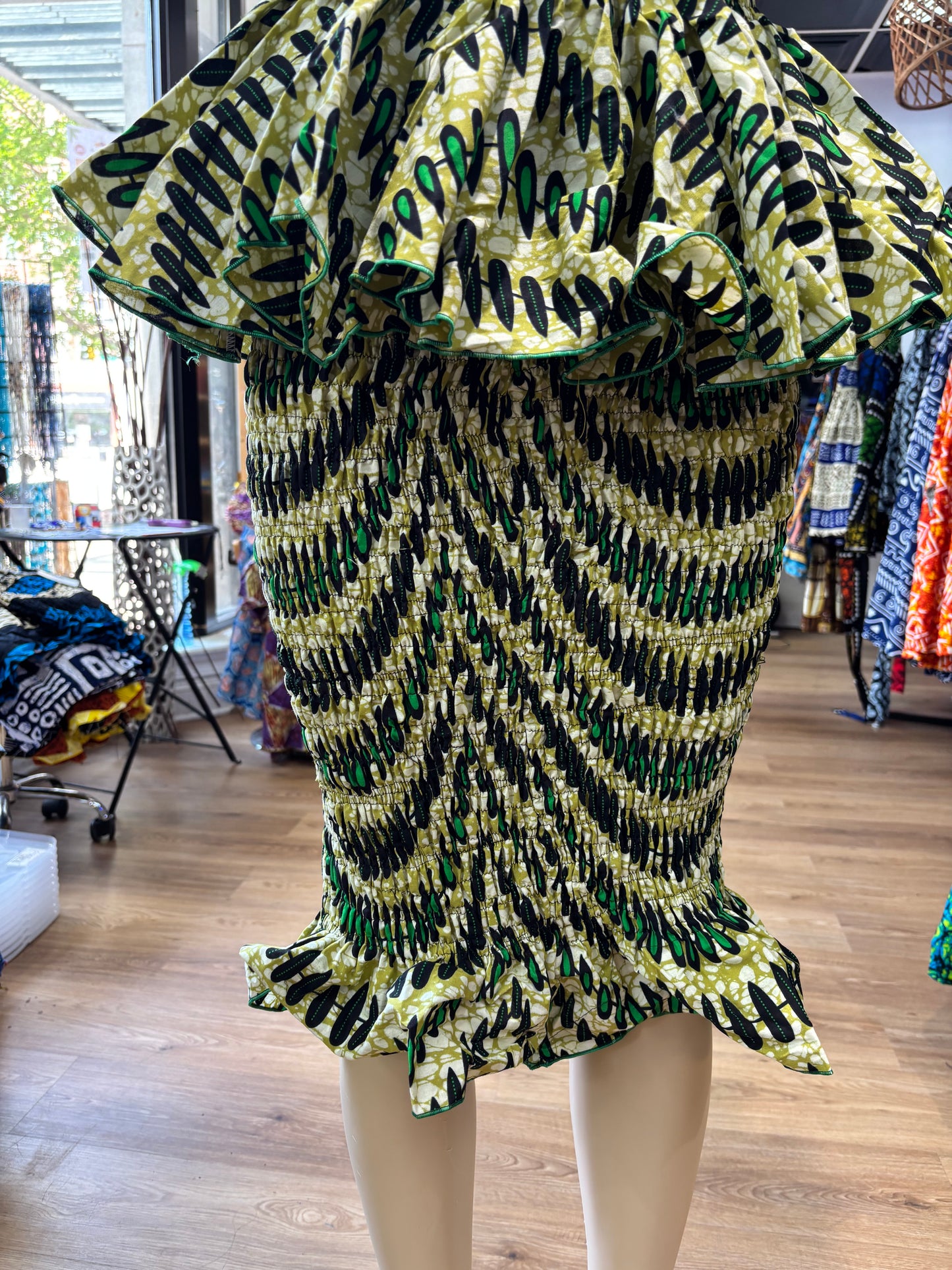 Short Mermaid Skirt ONLY dark green lime green cream