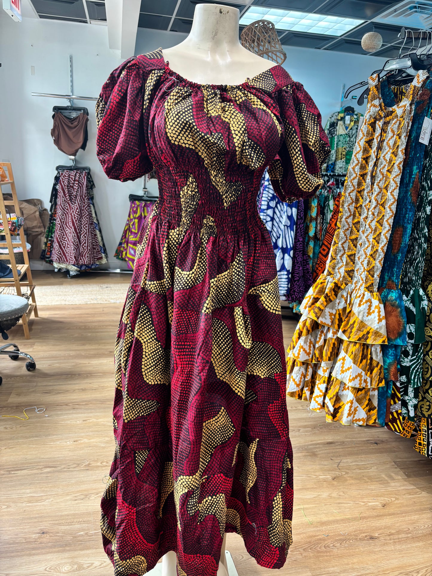 Puff Sleeve Long Dress