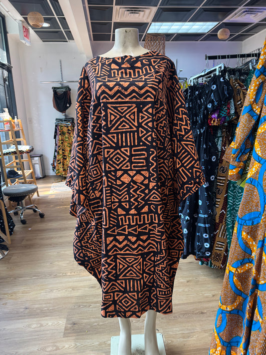 Batwing dress black and brown