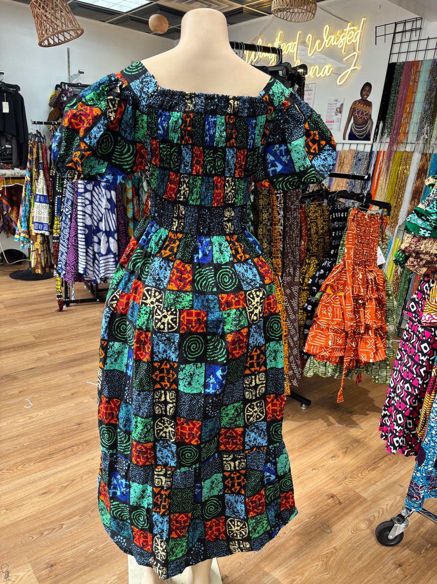 Puff Sleeve Long Dress
