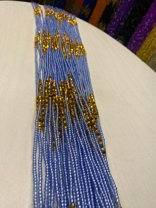 Blue & Gold Thin Waistbead