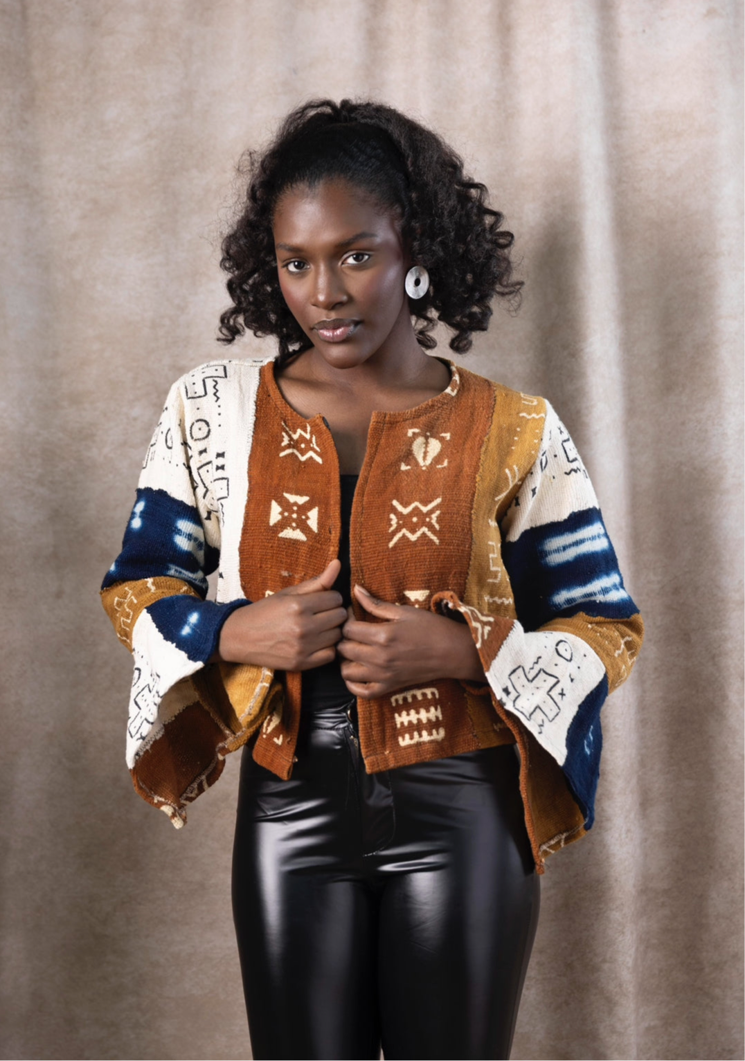 Flare Sleeve Mudcloth Jacket