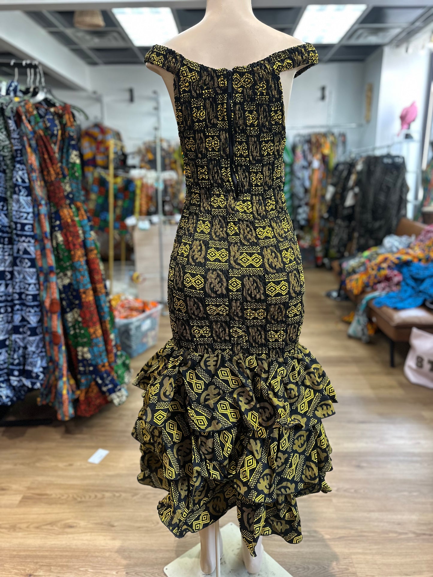 Thin Strap Mermaid yellow black