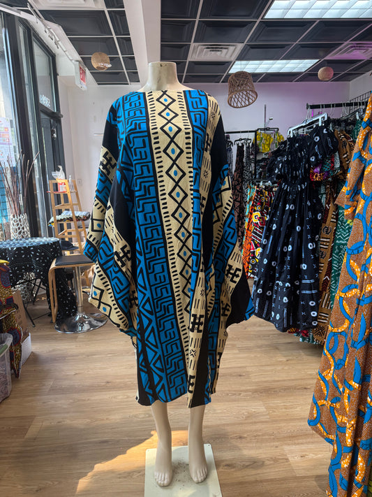 Batwing dress blue and black