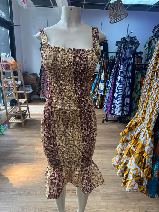 Thin strap mermaid dress brown