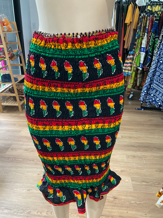 Mermaid elastic Ghana flag skirt