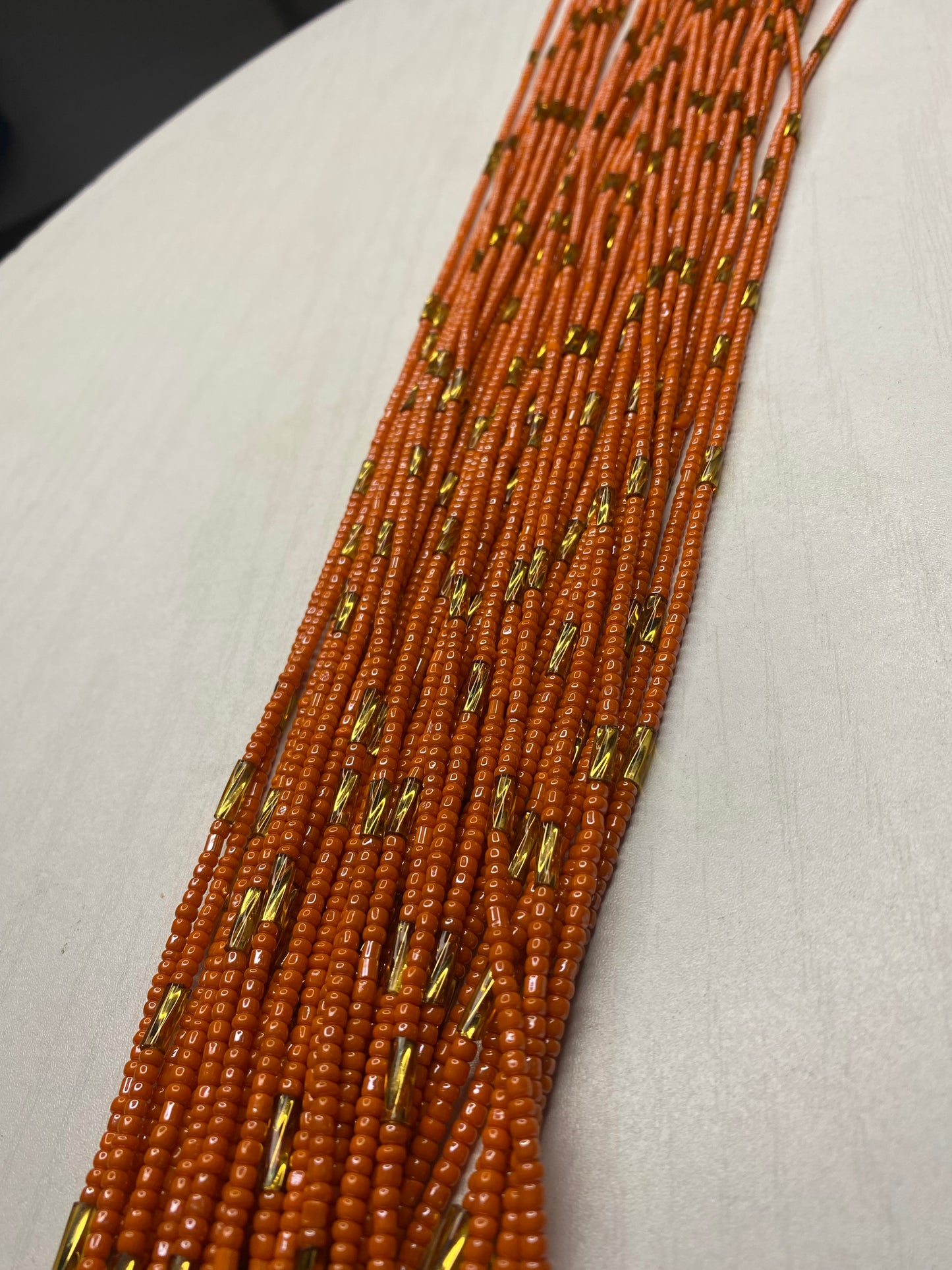 Orange and Gold Thin Waistbead