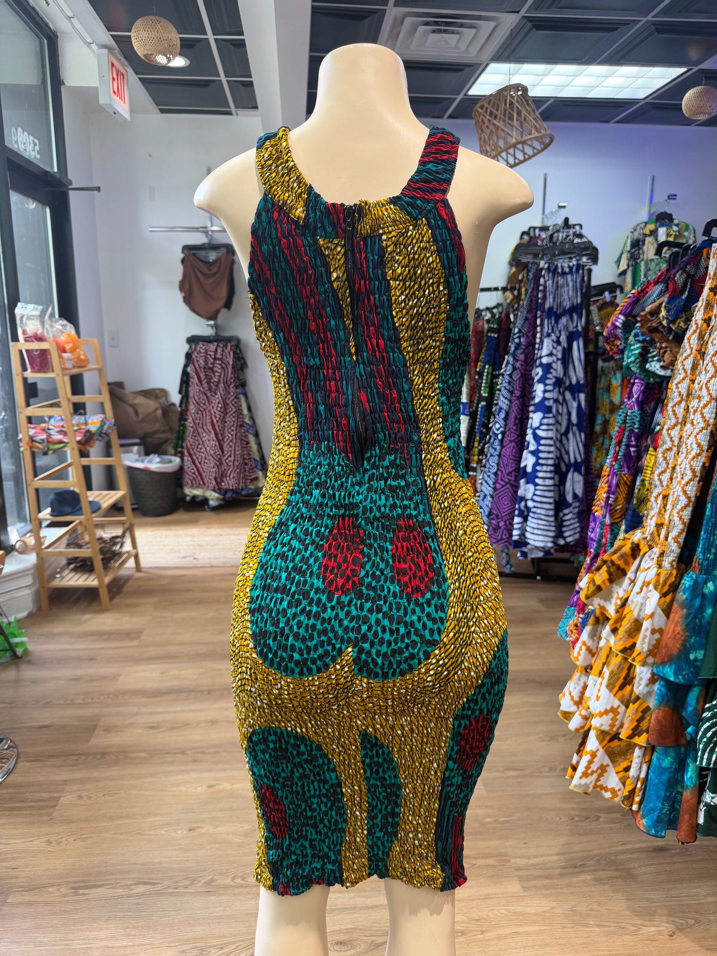 Thin strap dress yellow green