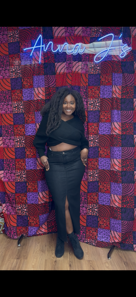 WRAP CROSSOVER RIBBED FUZZY KNIT SWEATER PULLOVER: