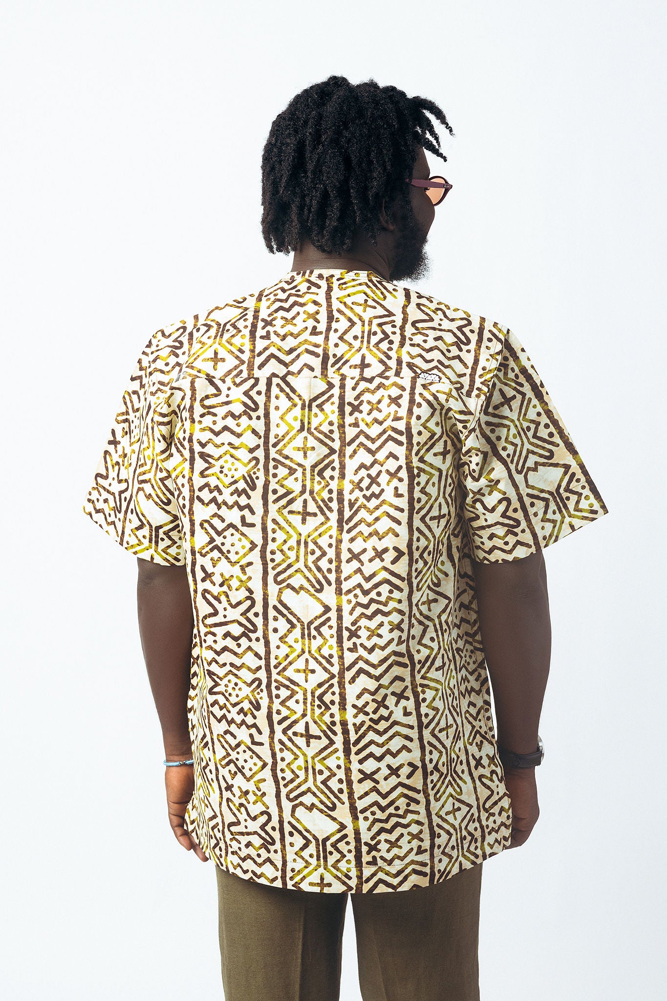Print Round Neck Button Down