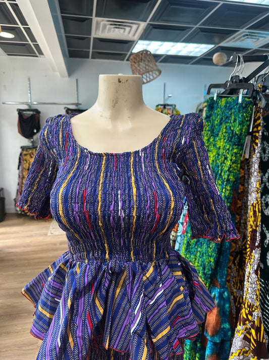 Long Sleeve Elastic top purple yellow