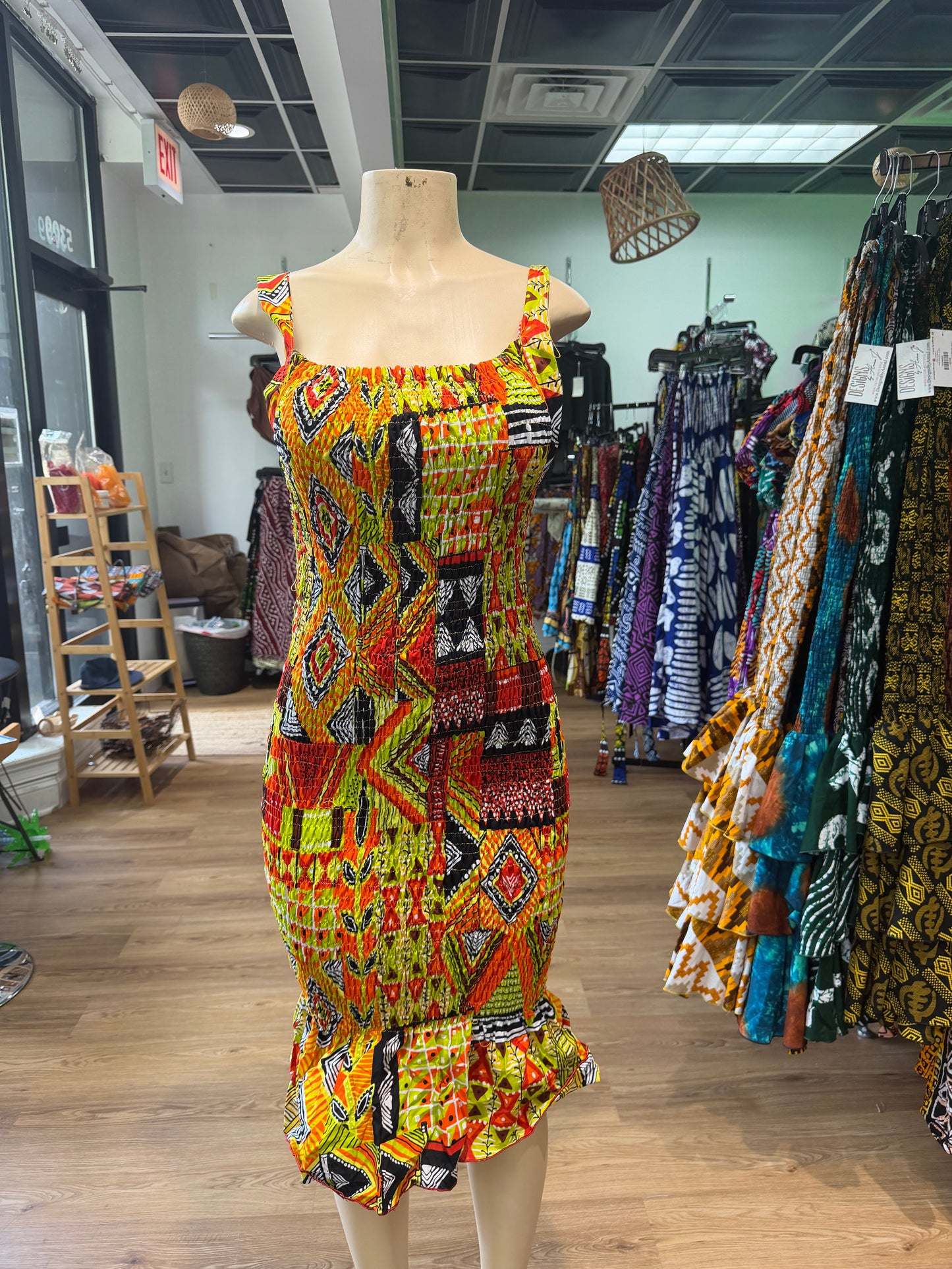 Thin strap dress yellow orange