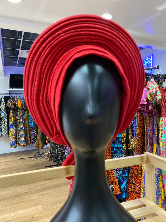 Red Pre-tied Gele