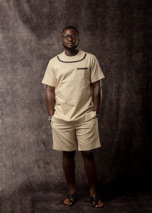 Light Color Short Sleeve Kaftan Short Set