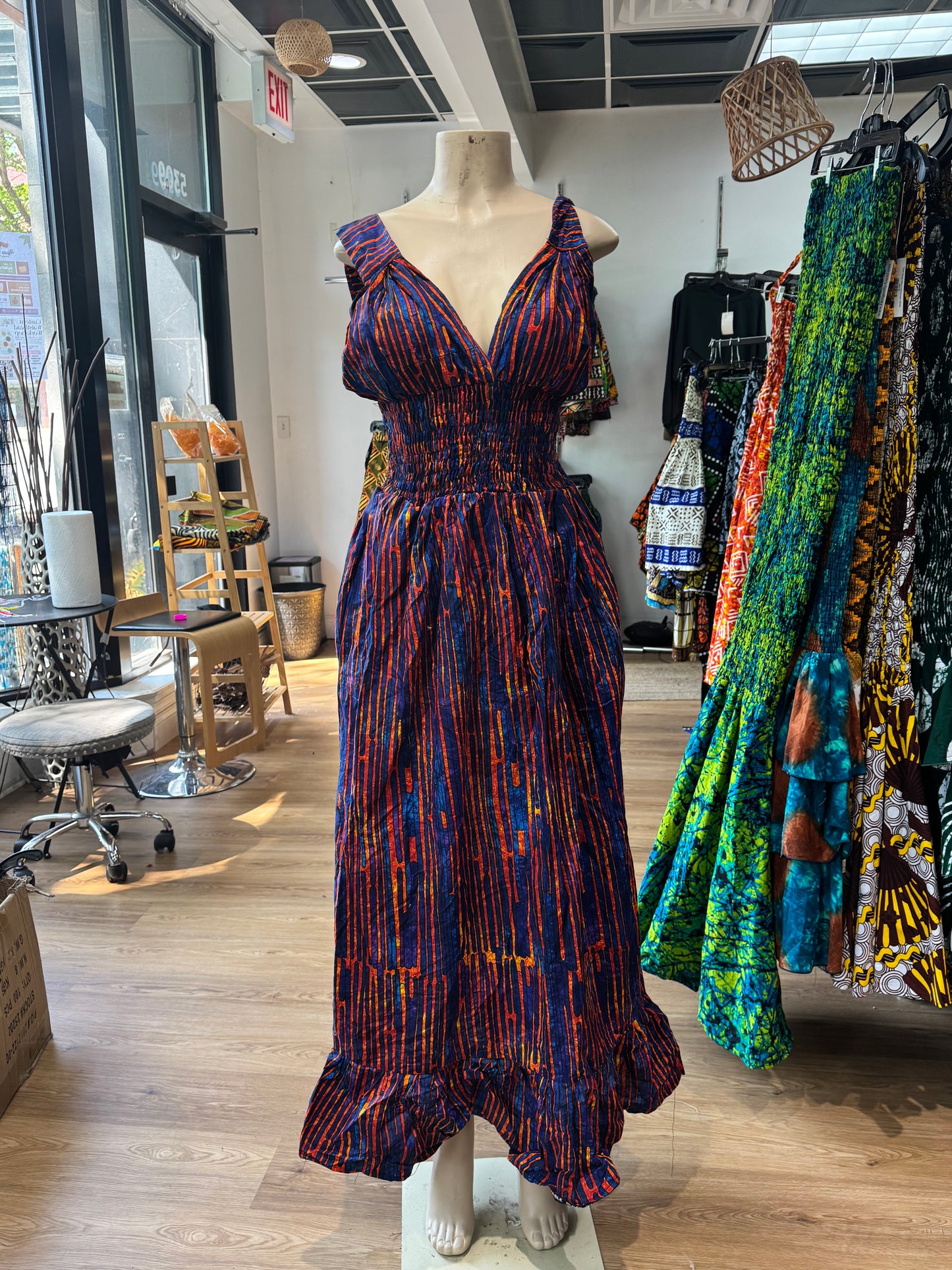 Halter backless dress red an blue