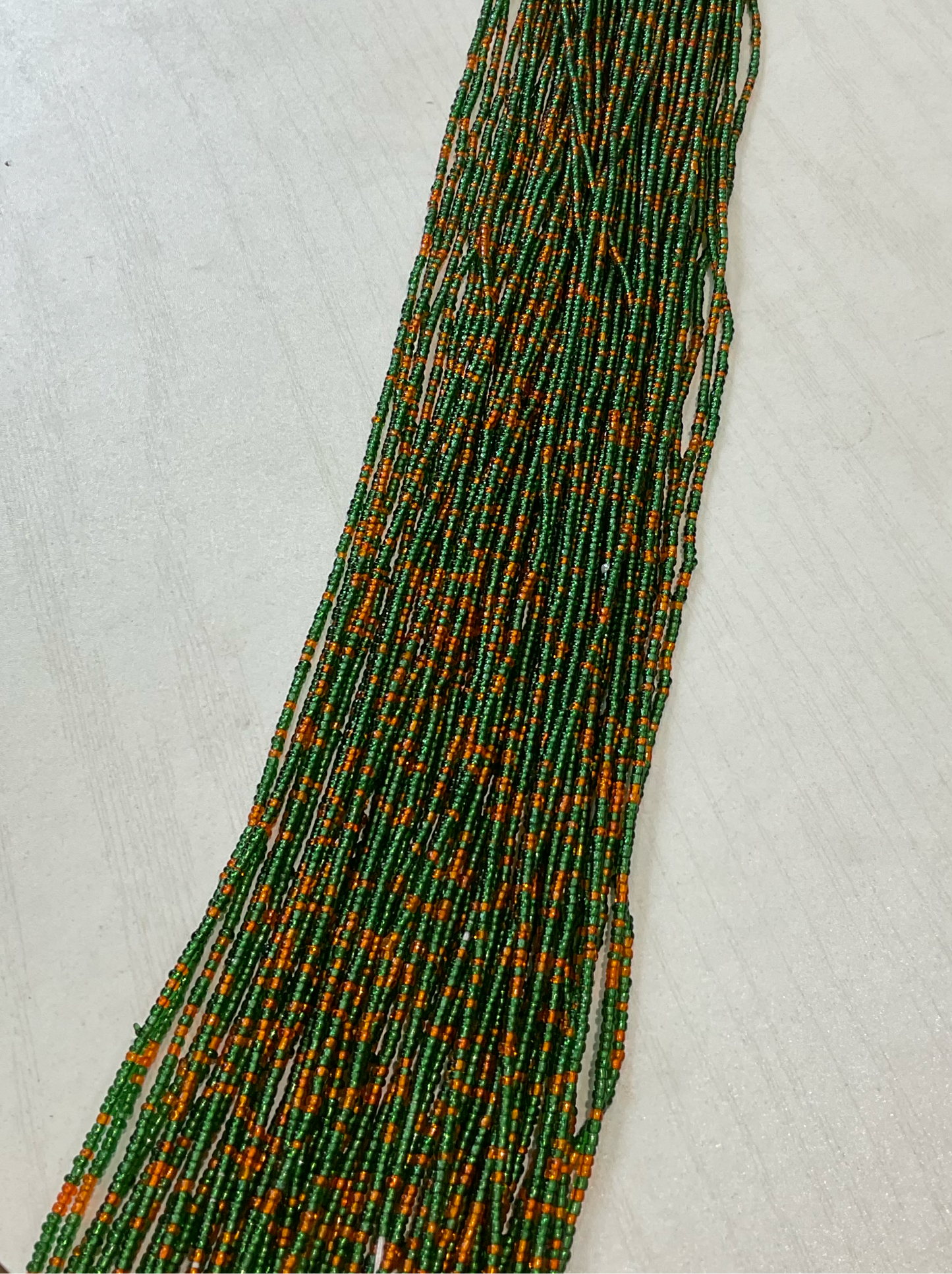 Green and orange Thin Waistbeads