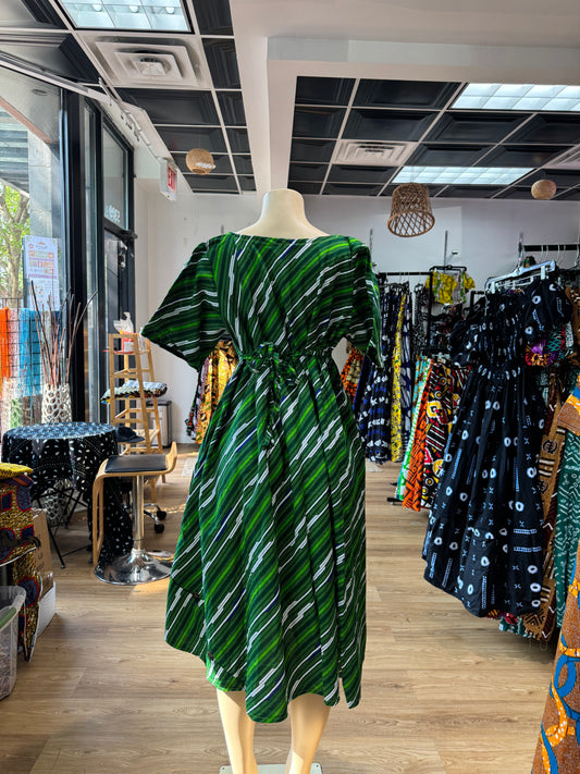Batwing Dress green and white