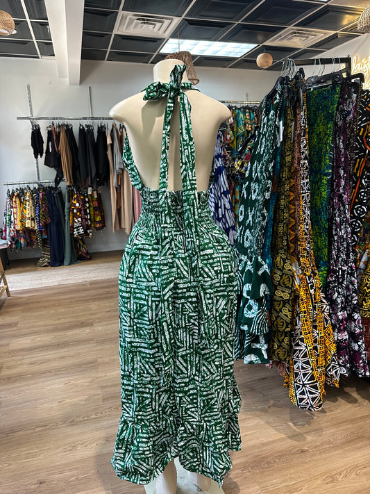 Sunshine backless dress green and white