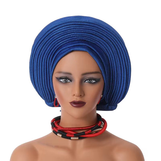Dark Blue Pre-tied Gele