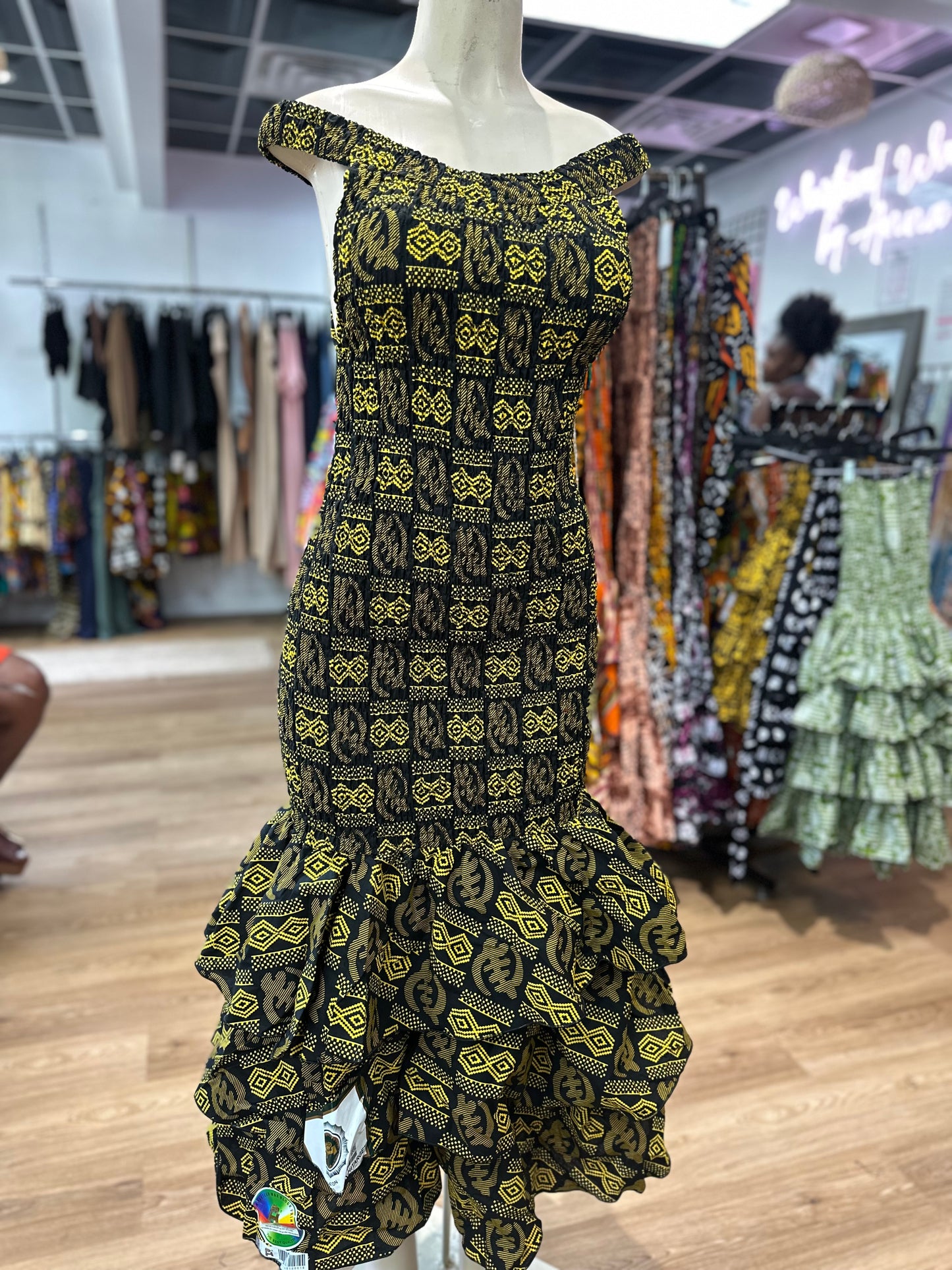 Thin Strap Mermaid yellow black