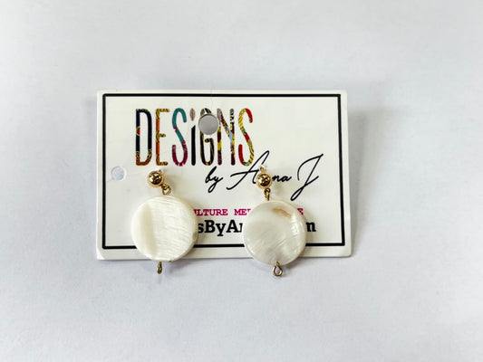 White Circle With Gold Earrings