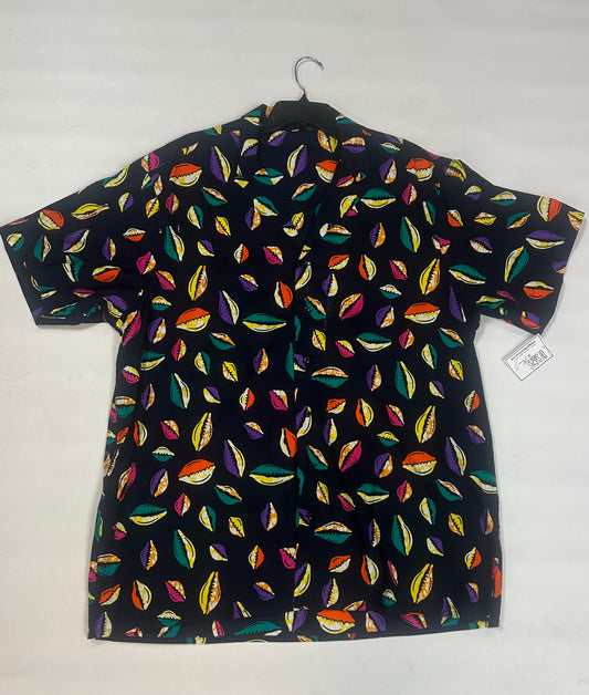 Short Sleeve Button Down Lapel Top