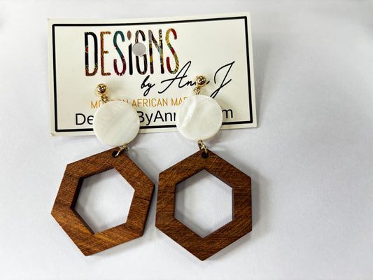 White with Wooden Earrings