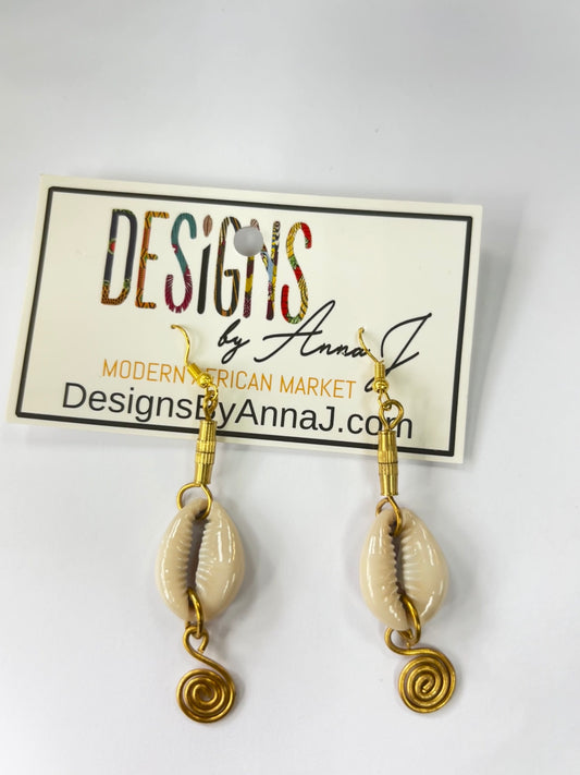 Gold Cowrie Shell  Earrings