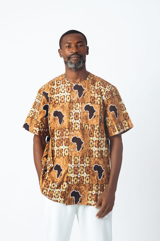 Print Round Neck Button Down