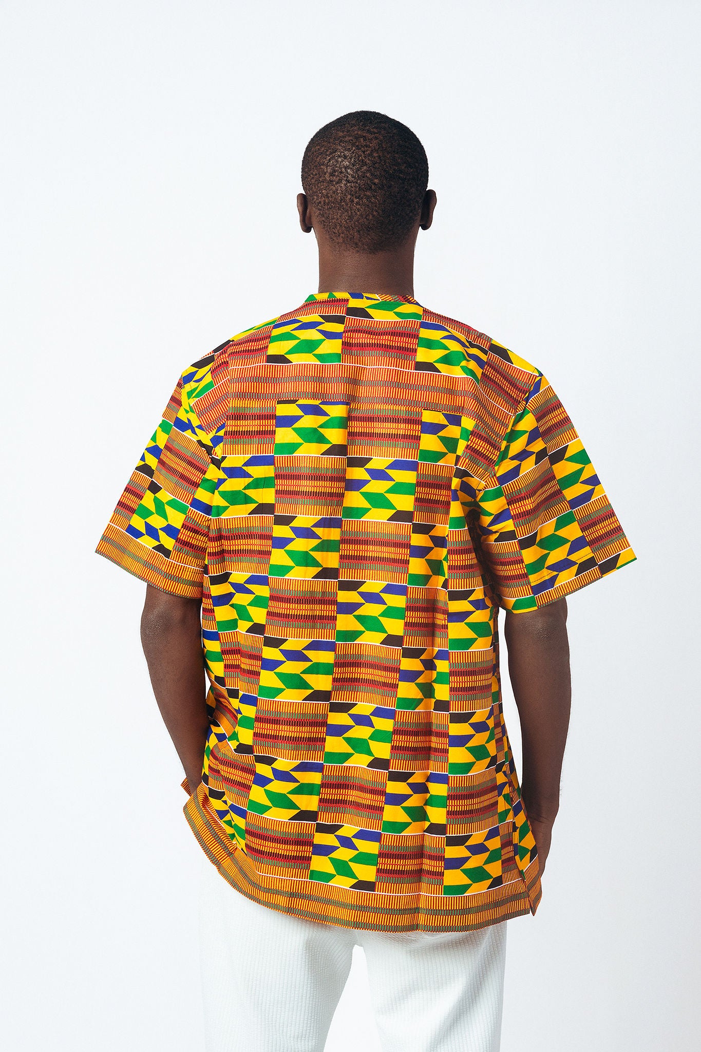 Print Round Neck Button Down