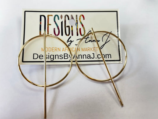 Gold Circle With Line Earrings
