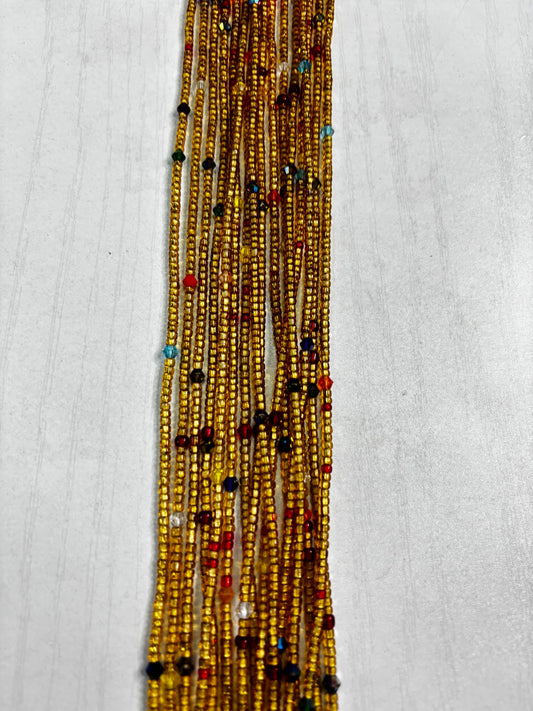 Gold with multicolor spacer Waistbead