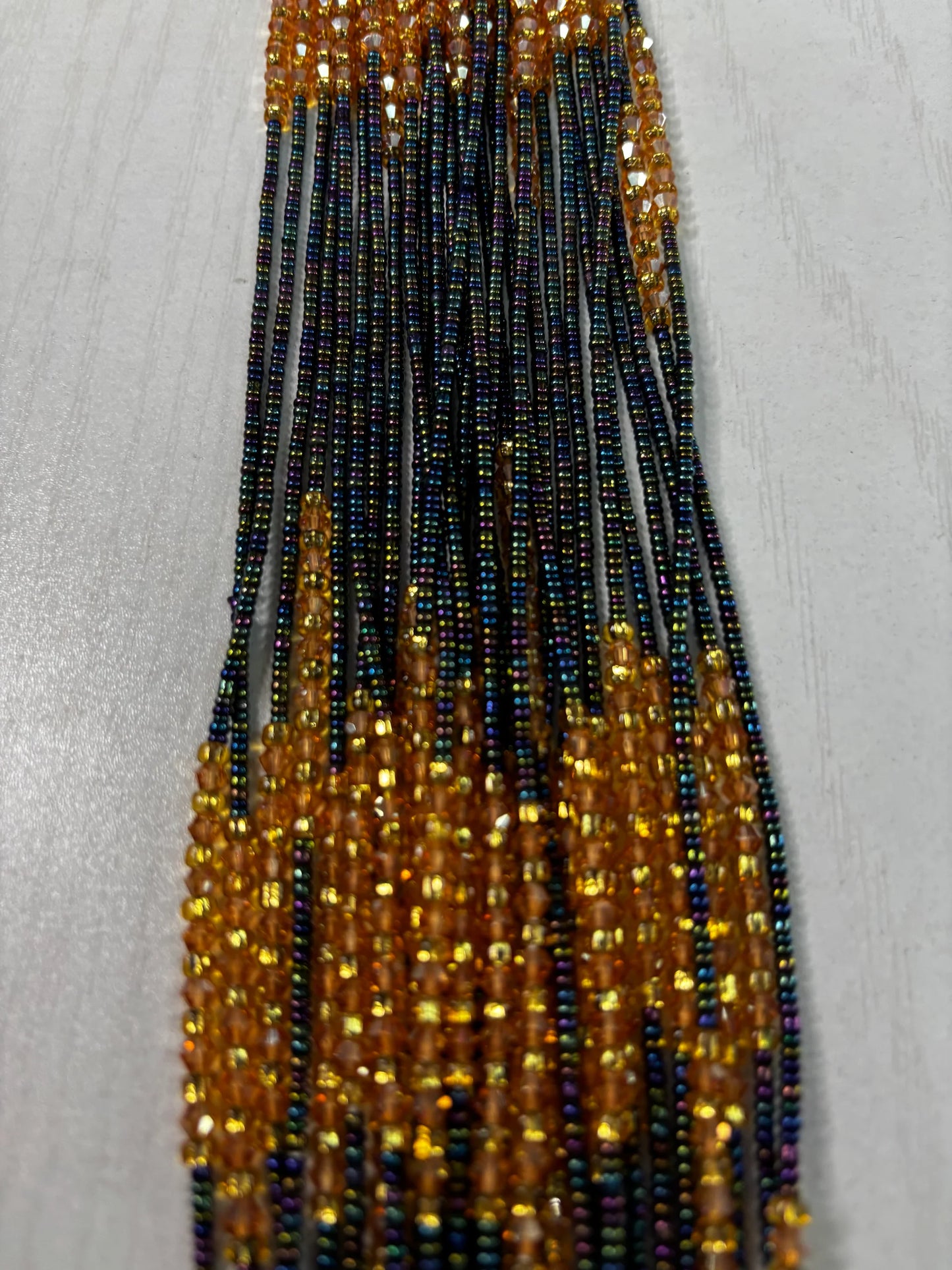 Multi color Gold spacer Waistbead