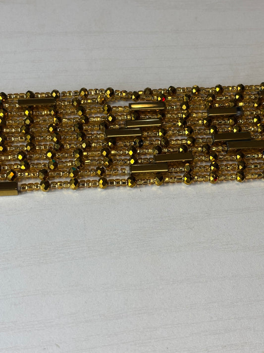 Gold with Gold Blocks Waistbead