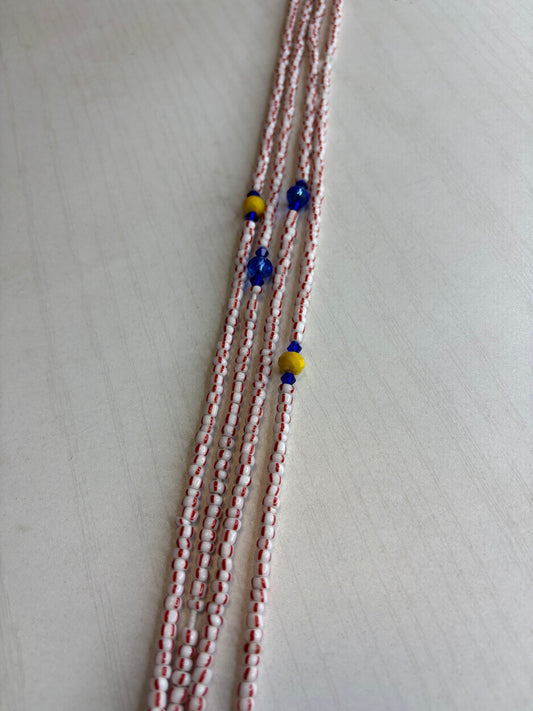 Red White Bead Waistbead