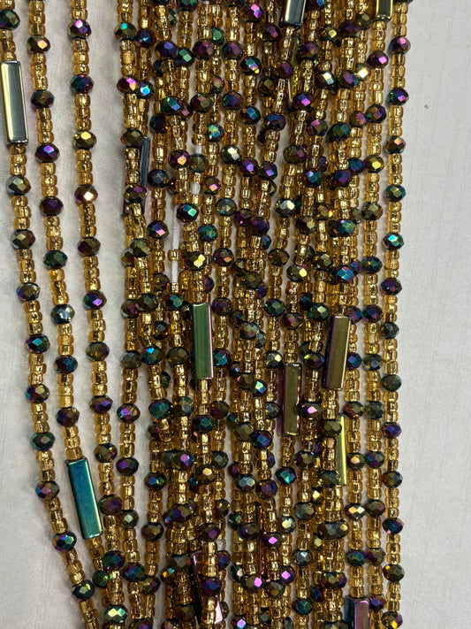 Gold with iridescent Bead & Block Waistbead