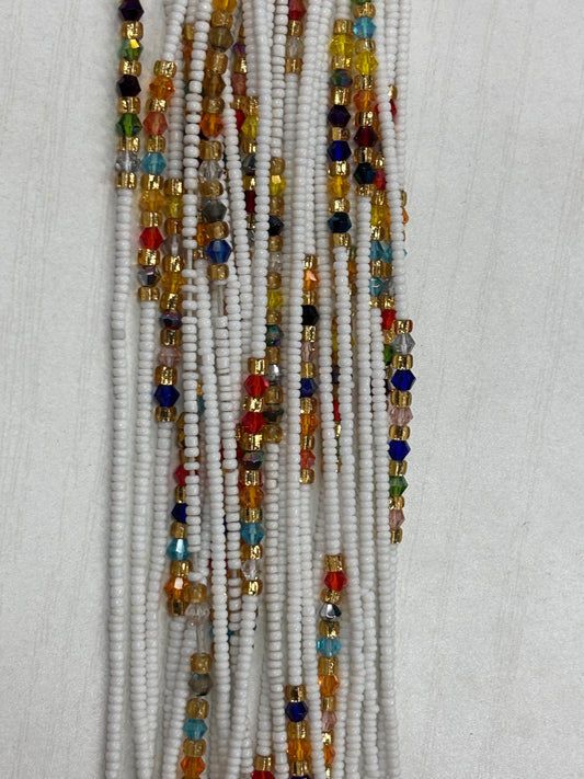 White With MultiColored Spacer Waistbead