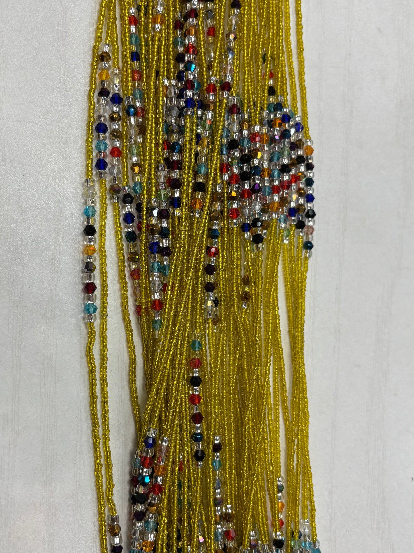 Yellow With MultiColored Spacer Waistbead