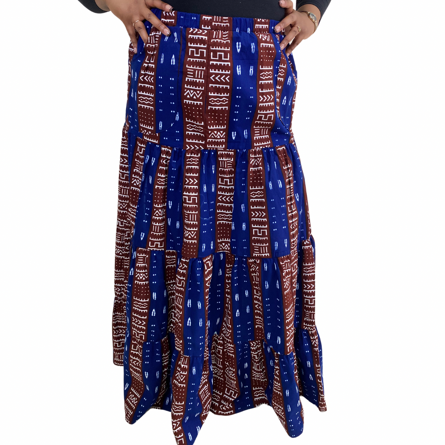 Elastic Waist Tiered Maxi Skirt