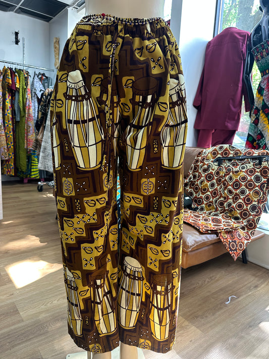 Elastic waist pant brown drum