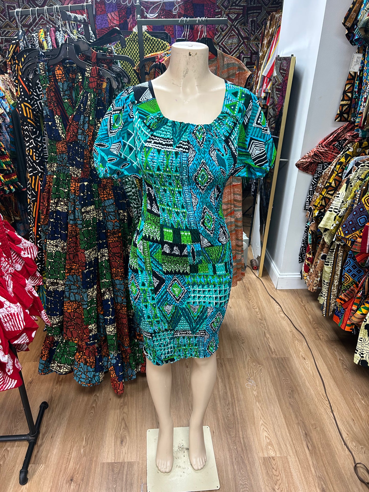 Short Sleeve Dress turquoise green blue