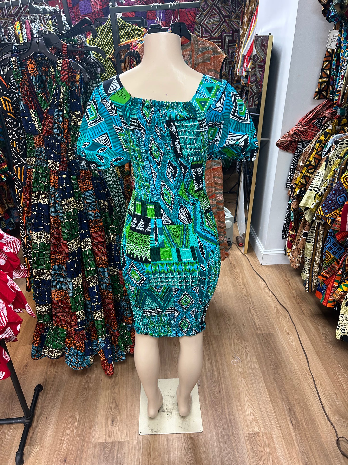Short Sleeve Dress turquoise green blue