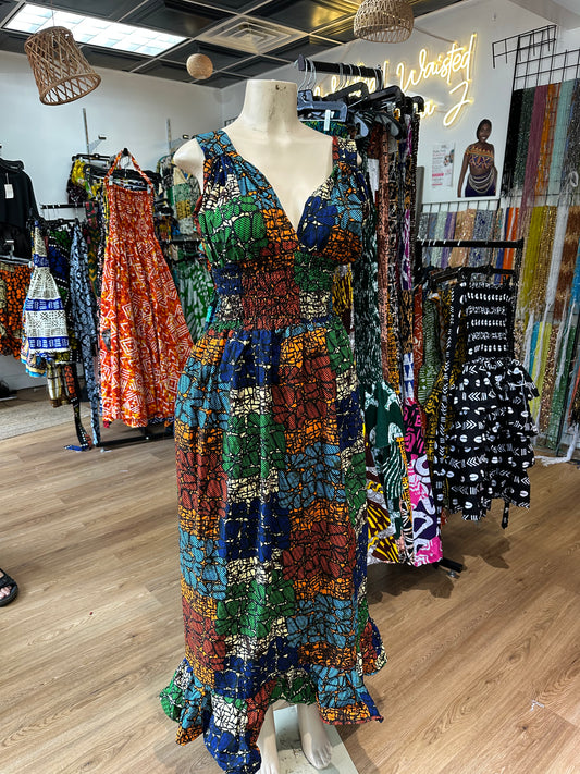 Halter backless rainbow dress