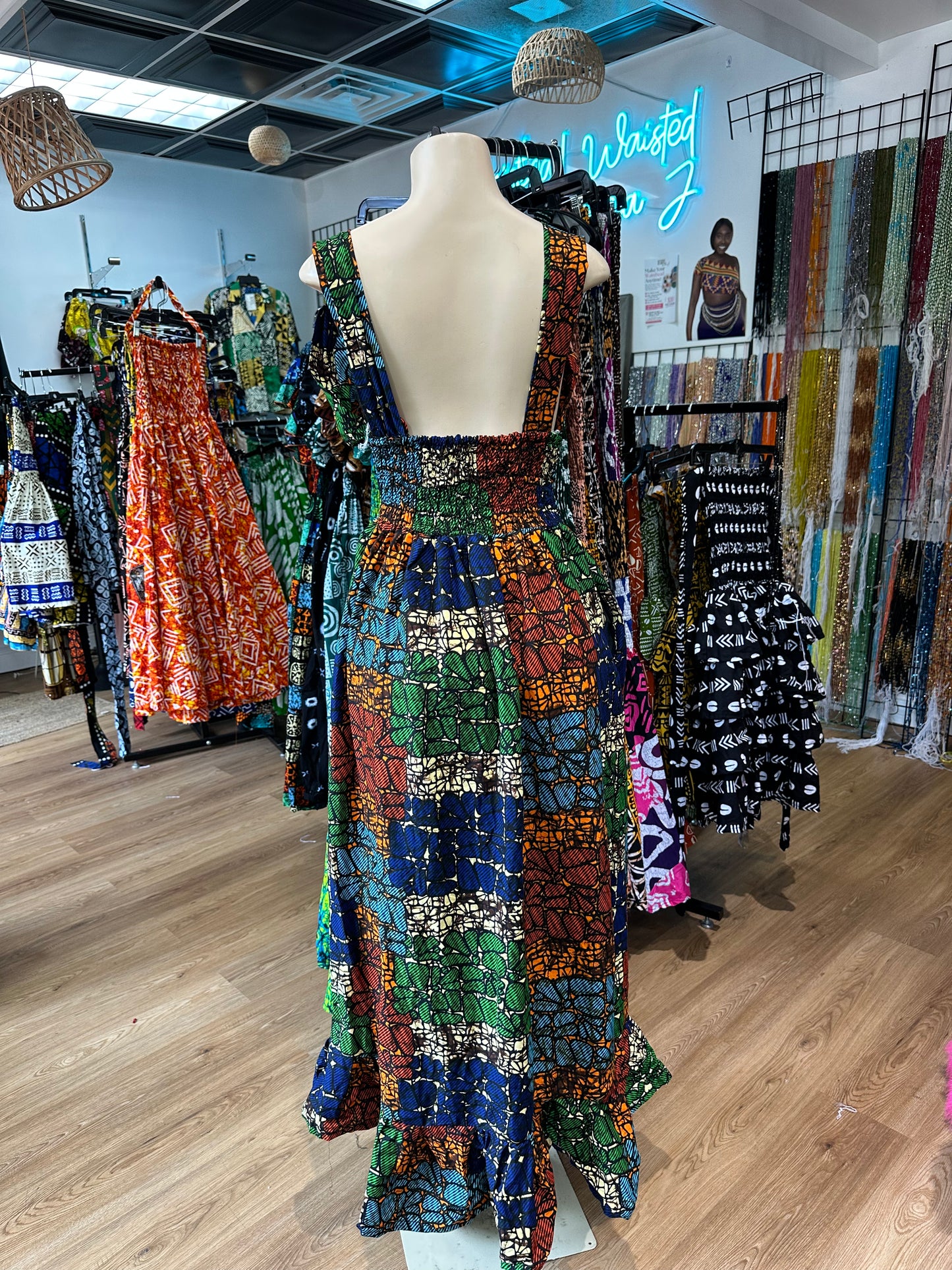 Halter backless rainbow dress