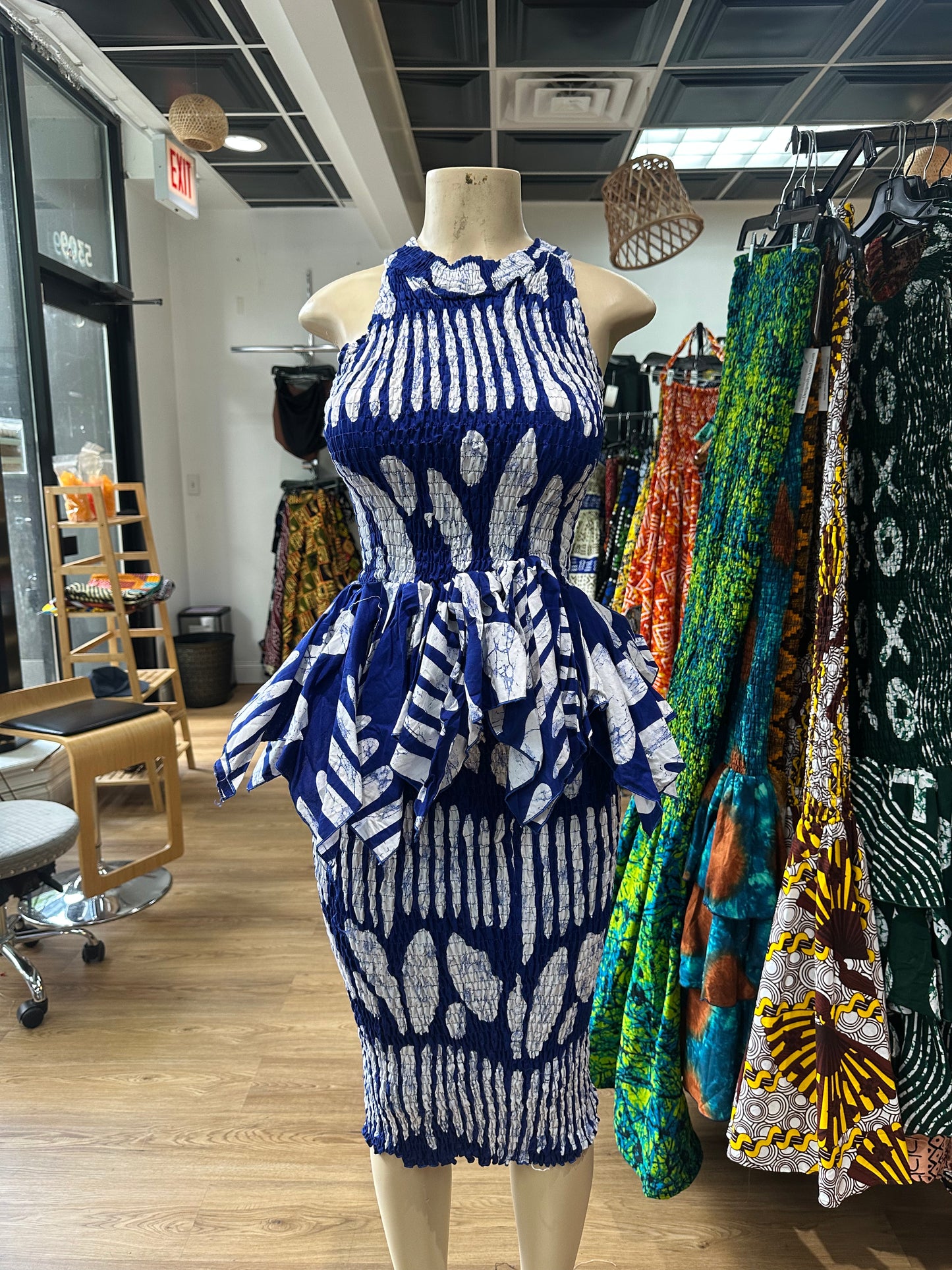 Sleeveless mermaid top blue white