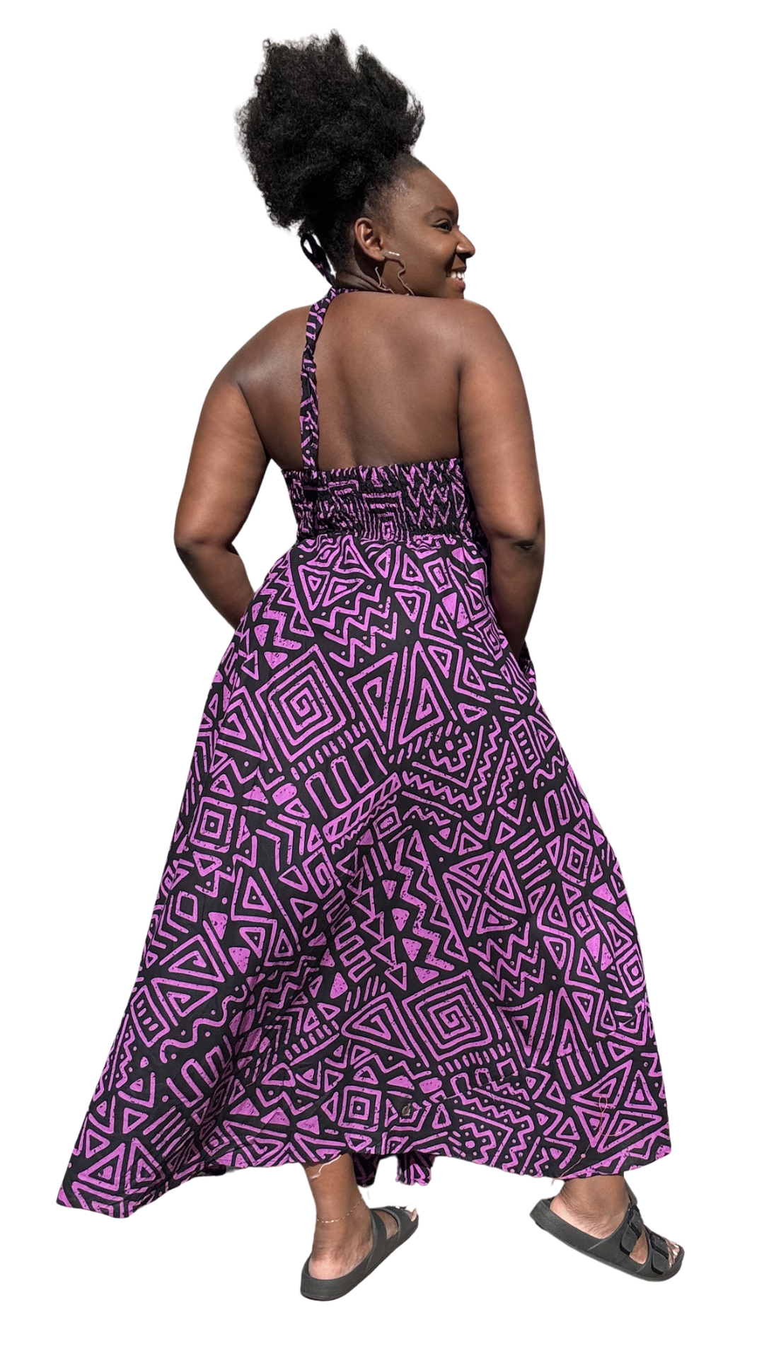 Halter Backless Flare Dress Purple
