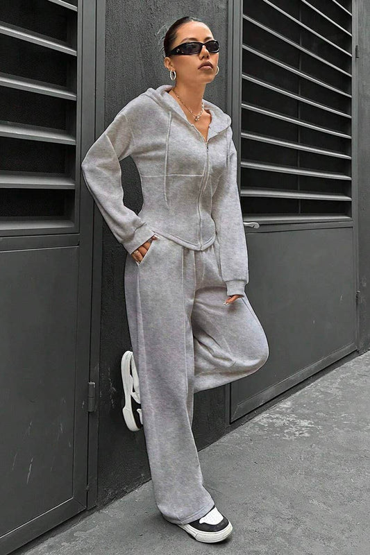 HOODED CARDIGAN CASUAL SPORTS TWO-PIECE SET