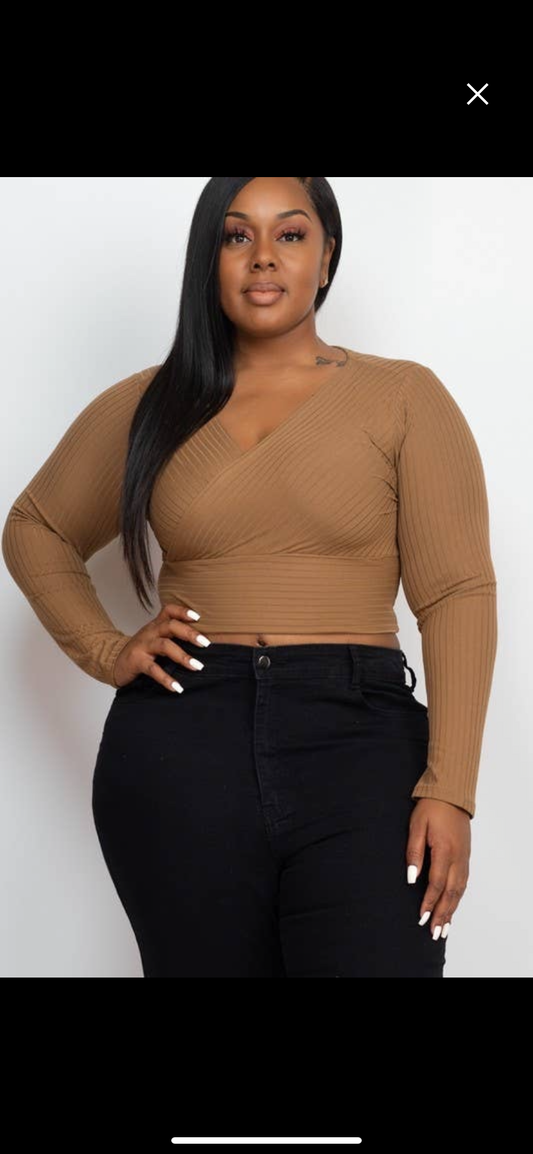 Wrap Front Cropped Top Plus