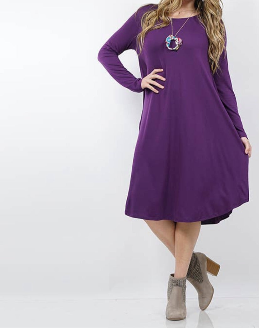 Pocket Flowy Dress Plus 3XL / Purple Pocket Flowy Dress Plus 3XL / Purple
